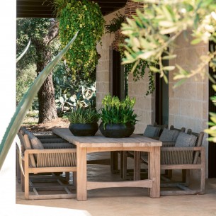 Table de jardin JUNO en teck recyclé gris naturel L270 H69cm