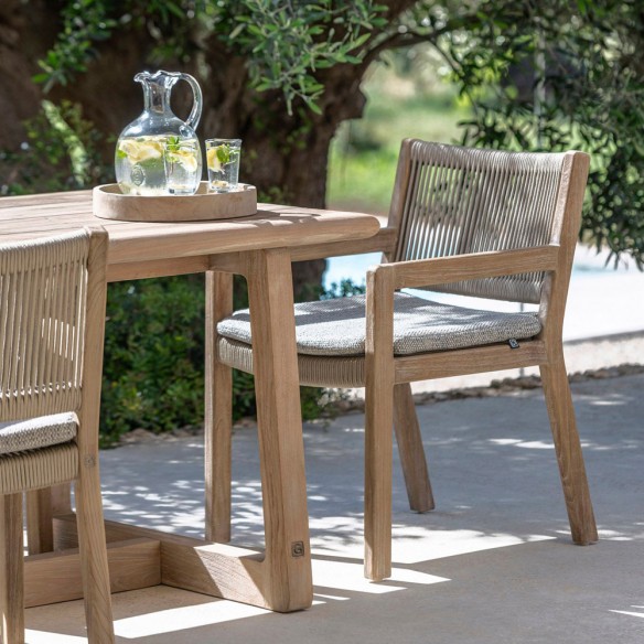 MALO Dining Chair in Reclaimed Teak with a Rope Backrest