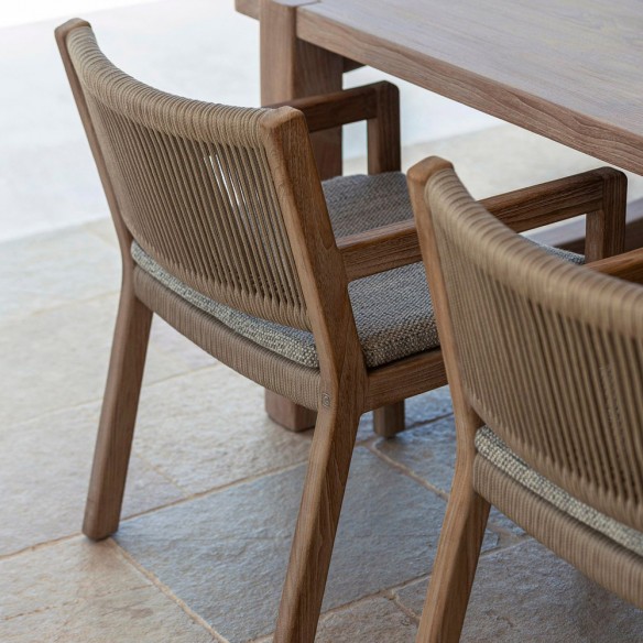 MALO Dining Chair in Reclaimed Teak with a Rope Backrest