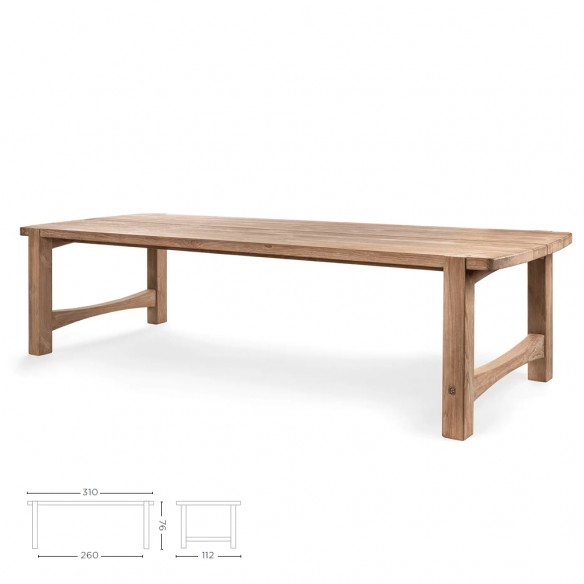 Table de jardin JUNO en teck recyclé gris naturel L310 H76cm