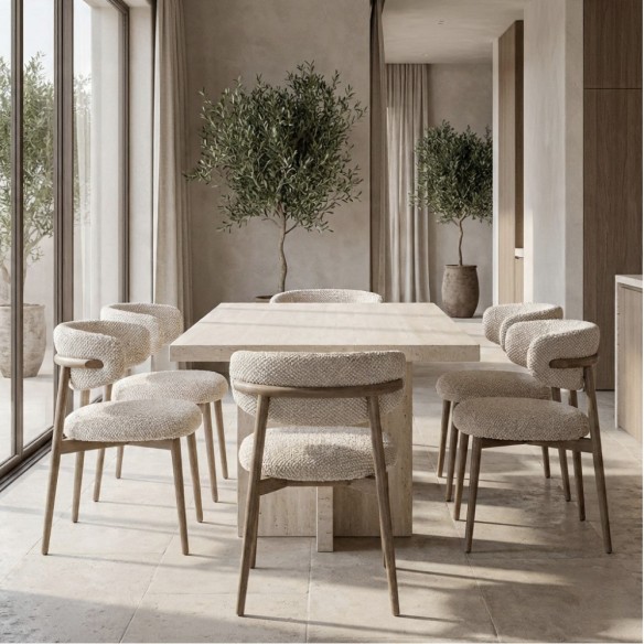 GALMOR Chair in Ash Wood and Beige Fabric