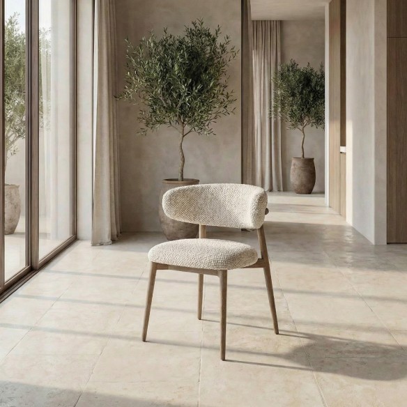 GALMOR Chair in Ash Wood and Beige Fabric