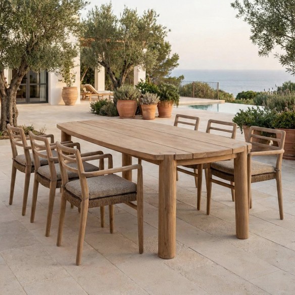 Table de jardin MILA en teck recyclé gris naturel L250