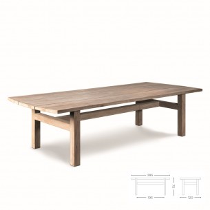 Table de jardin ALTO en teck recyclé gris naturel L285 2