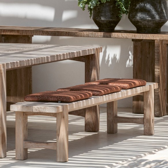 Banc de jardin JUNO en teck recyclé gris naturel L250