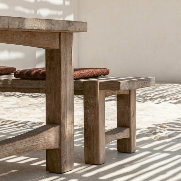 Banc de jardin JUNO en teck recyclé gris naturel L250