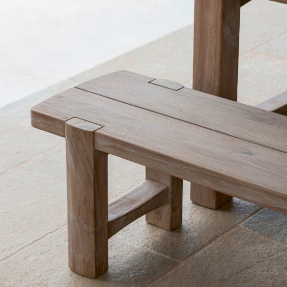 Banc de jardin JUNO en teck recyclé gris naturel L310