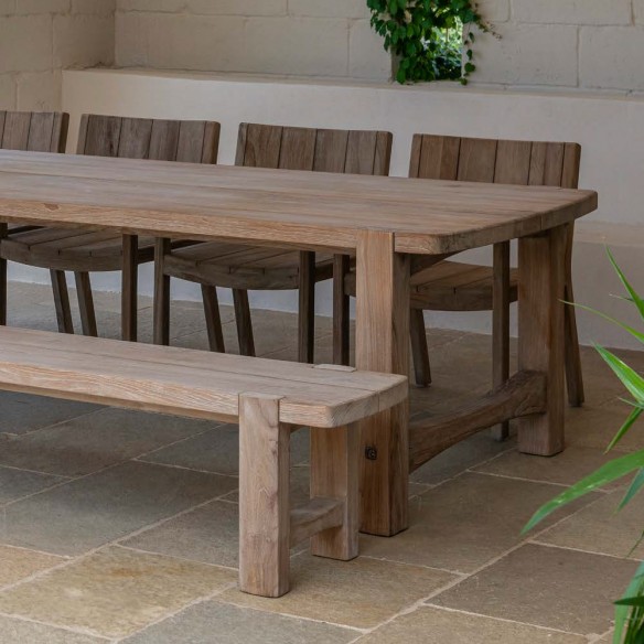 Banc de jardin JUNO en teck recyclé gris naturel L310