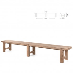 Banc de jardin JUNO en teck recyclé gris naturel L310 2