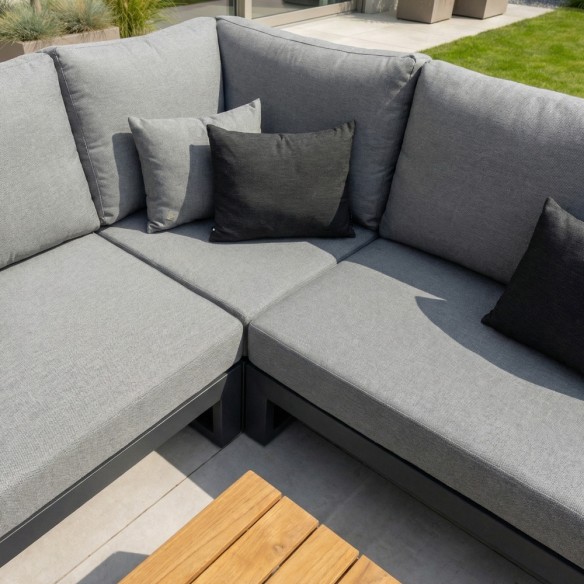 SOHO MISTGREY Lounge Set 5 Seater Aluminium Grey with Teak Armrests