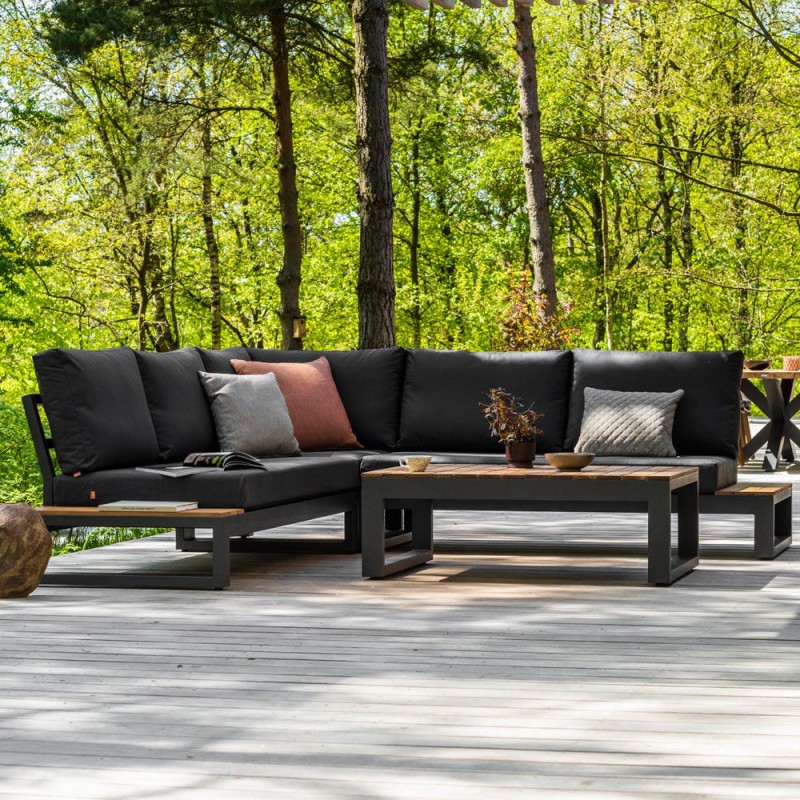 SOHO CARBON Lounge Set 5 Seater Aluminium Grey with Side Tables