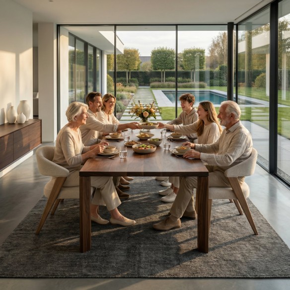 Chaise MAELA en bois de chêne brun clair et tissu naturel