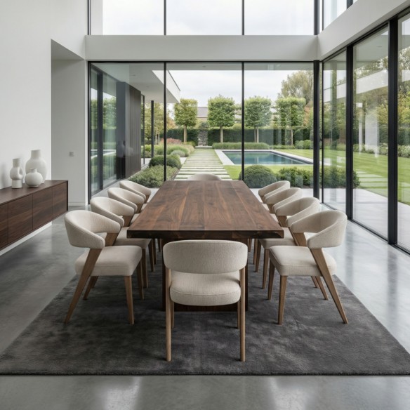 Chaise MAELA en bois de chêne brun clair et tissu naturel