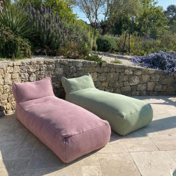 Duo de Long Chair DOTTY vert rose pivoine