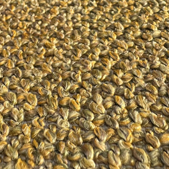 Fauteuil de jardin pivotant GEM avec base teck et tissu texturé ocre solaire