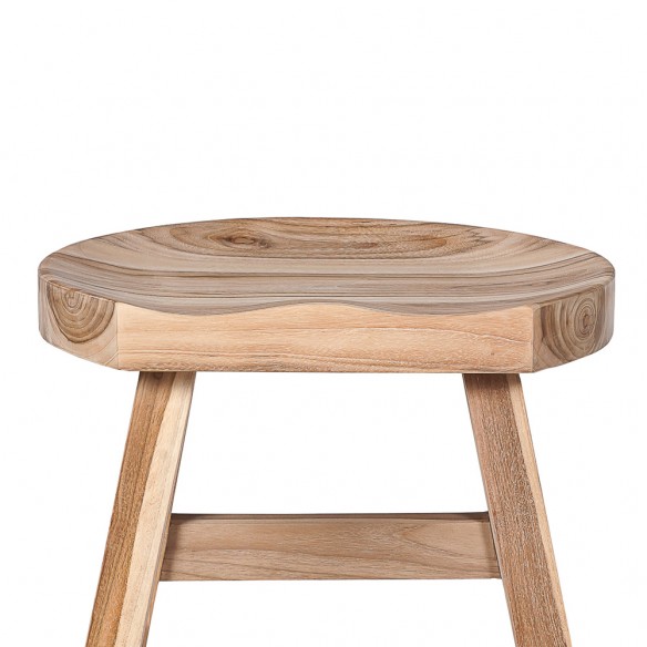 Tabouret KING en teck recyclé piétement assise naturel