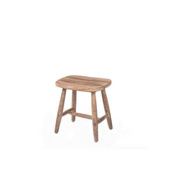 Tabouret de jardin FRESCO en teck recyclé gris naturel H46cm