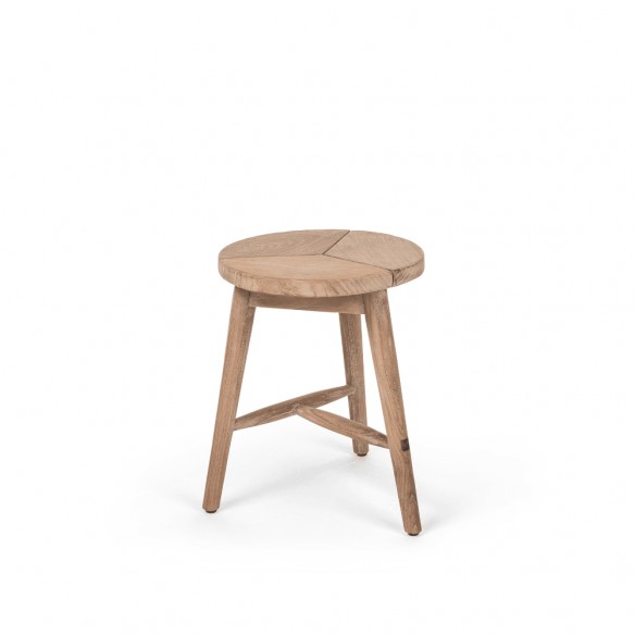 Tabouret de jardin ARBOLI en teck recyclé gris naturel H46cm