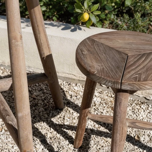 ARBOLI Garden Stool in Natural Reclaimed Teak H46cm