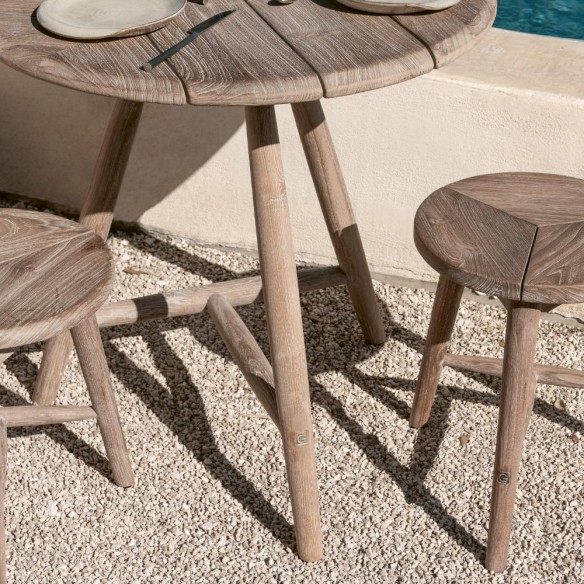 ARBOLI Garden Stool in Natural Reclaimed Teak H46cm