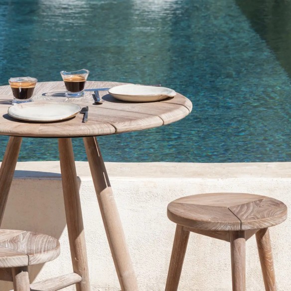 ARBOLI Garden Stool in Natural Reclaimed Teak H46cm