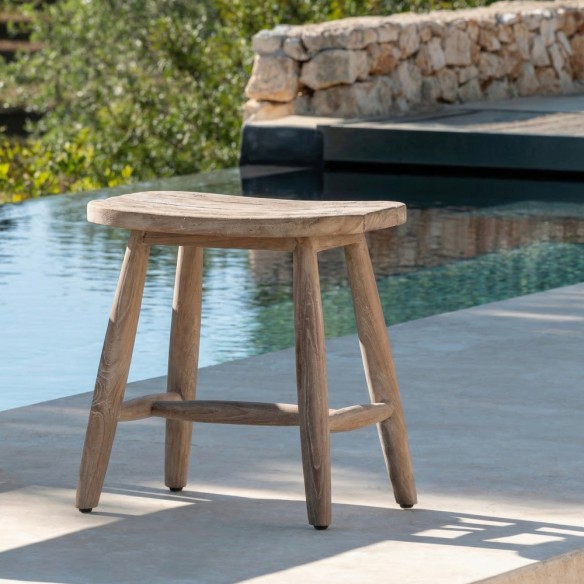 FRESCO Garden Stool in Natural Reclaimed Teak H46cm