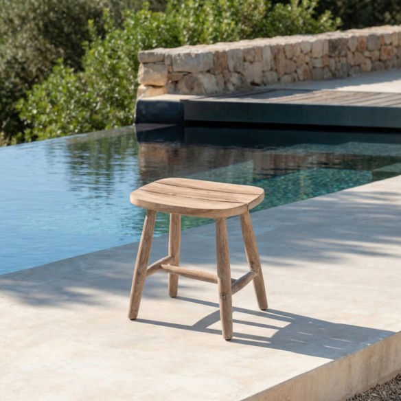 FRESCO Garden Stool in Natural Reclaimed Teak H46cm