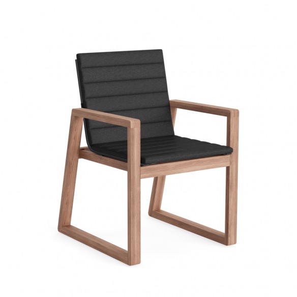 Chaise de jardin FLORENCE en teck et coussin gris graphite