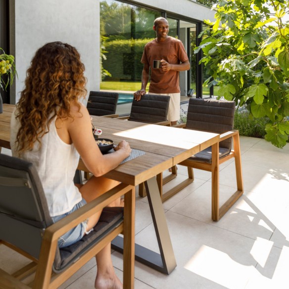 FLORENCE Outdoor Dining Chair in Teak with Graphite Grey Cushion