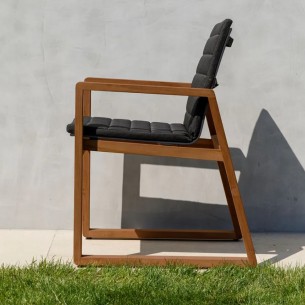 Chaise de jardin FLORENCE en teck et coussin gris graphite 2