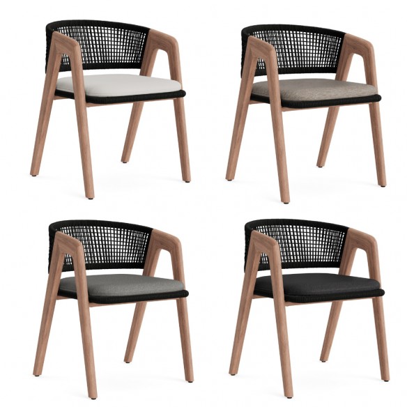 FITZGERALD Outdoor Dining Chair in Teak with Mist Grey Cushion