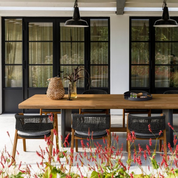 FITZGERALD Outdoor Dining Chair in Teak with Mist Grey Cushion