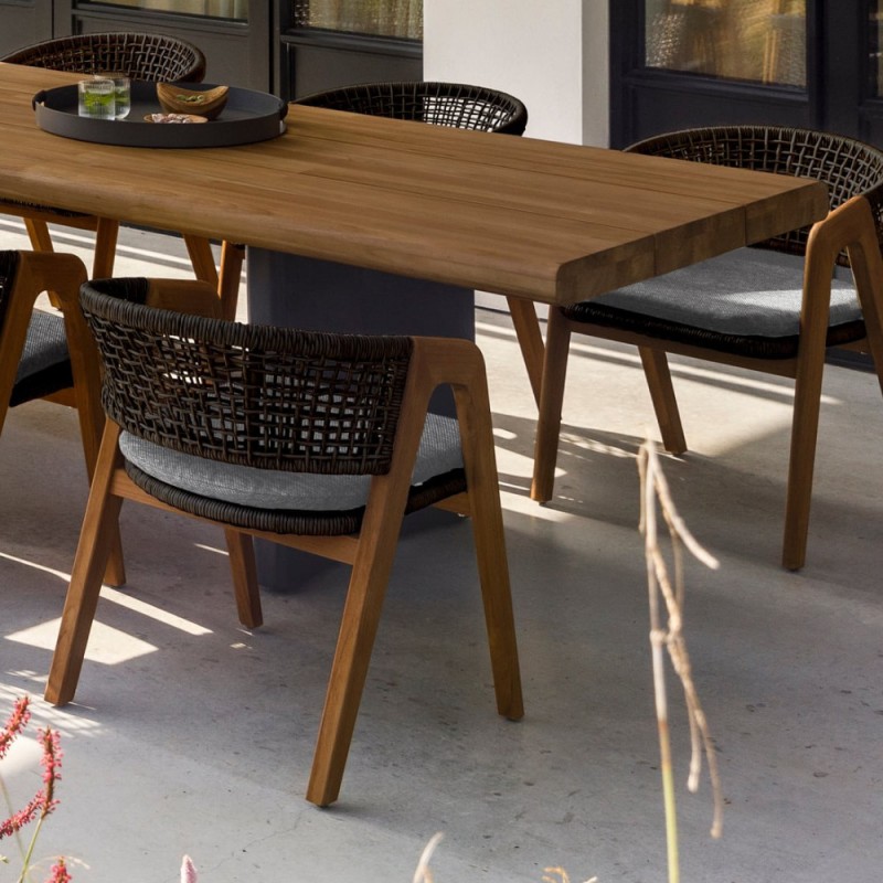 FITZGERALD Outdoor Dining Chair in Teak with Mist Grey Cushion