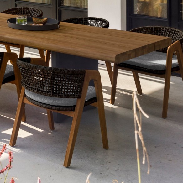 FITZGERALD Outdoor Dining Chair in Teak with Mist Grey Cushion