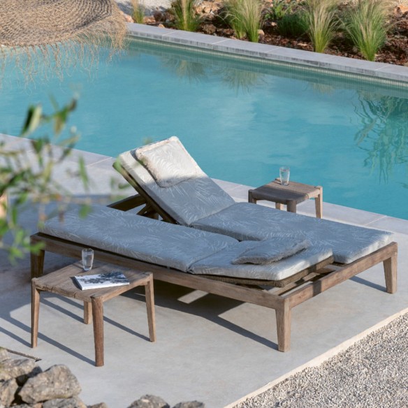 FELIX Round Garden Coffee Tables Trio in Reclaimed Teak H33cm H37cm H42cm