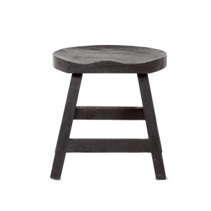 KING Stool in Reclaimed Teak Black Seat Base 2