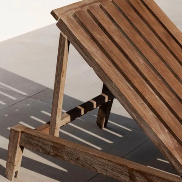 LAUSANNE Sun Lounger in Natural Reclaimed Teak
