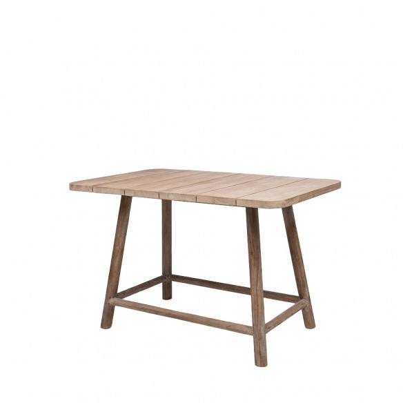 Table haute de jardin MONA en teck recyclé gris naturel L150
