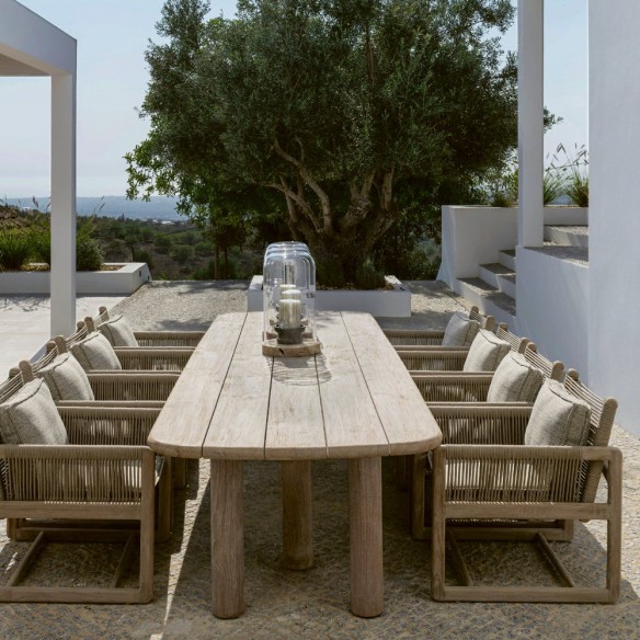 COLIN Garden Armchair in Reclaimed Teak with Low Seat and Cushions