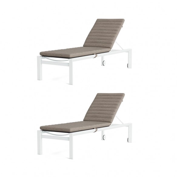 Duo de bains de soleil DELTA blanc aluminium