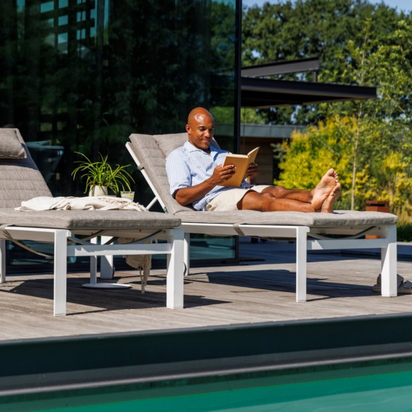 Duo de bains de soleil DELTA blanc aluminium