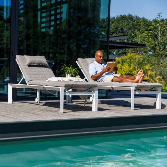 Duo de bains de soleil DELTA blanc aluminium