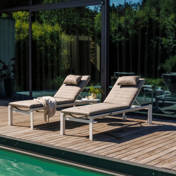 Duo de bains de soleil DELTA blanc aluminium
