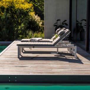 Duo de bains de soleil DELTA blanc aluminium 2