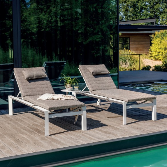 DELTA Sun Lounger Duo in White Aluminium