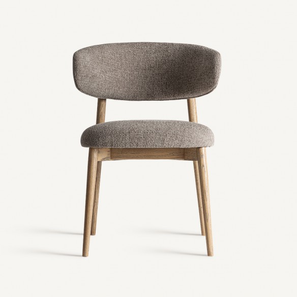 GALMOR Chair in Maple Wood and Taupe Grey Fabric