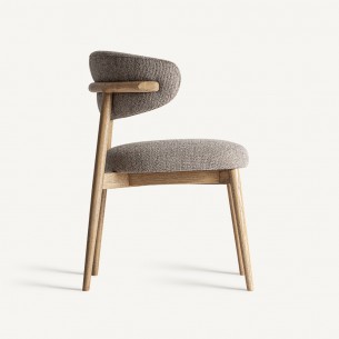 Chaise GALMOR en bois d’érable et tissu gris taupe 2