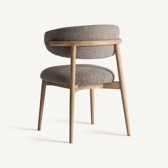 GALMOR Chair in Maple Wood and Taupe Grey Fabric