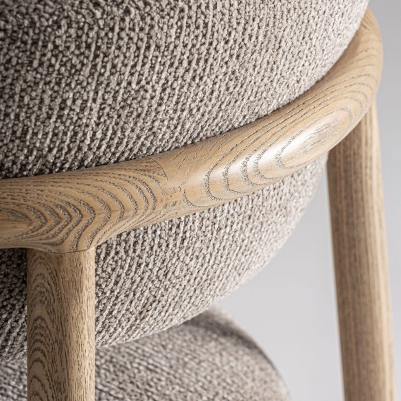 GALMOR Chair in Maple Wood and Taupe Grey Fabric