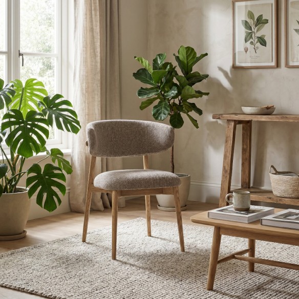 GALMOR Chair in Maple Wood and Taupe Grey Fabric